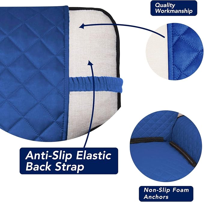 PureFit Reversible Quilted Couch Covers for Dogs Loveseat Sofa Cover 46.5” | Classic Blue/Ivory, Water Resistant Couch Protector, Washable Pet Couch Cover with Non Slip and Elastic Straps For Kids - Image 3