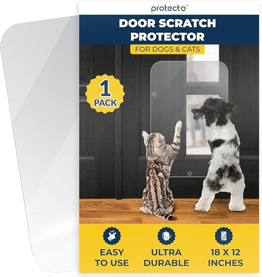 PROTECTO 1-Pack Door Protector from Dog Scratching, 18x12 - Door Guard | Clear Door Scratch Protector & Screen Door Protector for Cats, Scratch Shield - Window, Wall, Sliding Doors, Indoor Outdoor by protecto