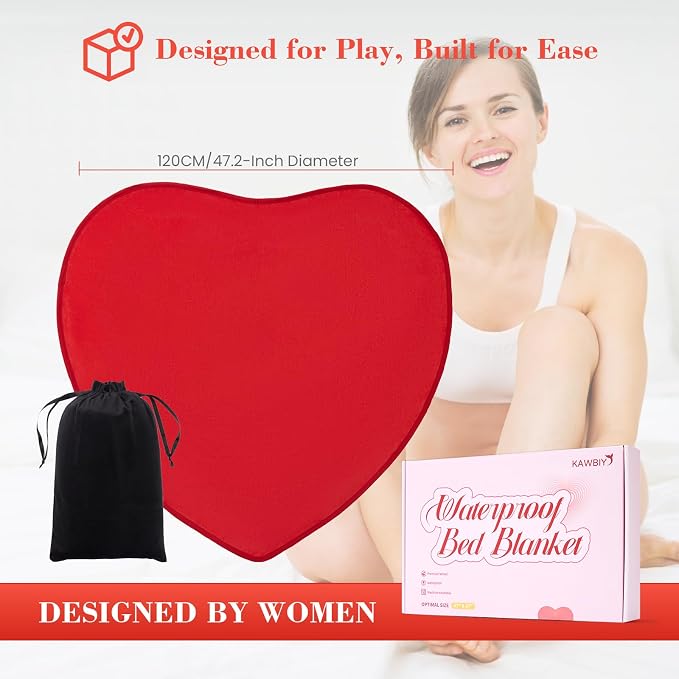 Waterproof Blanket for Bed,Portable Waterproof & Stain-Resistant | Throw with Storage Bag, Washable Bed and Sofa Protector Mat, Travel Friendly, Presents Gifts for Women, Red, 47.2''x47.2'' - Image 3