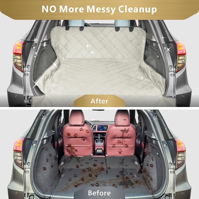 F-color SUV Cargo Liner for Dogs - Heavy Duty Cargo Cover for Mid-Size SUVs | Water Resistant, Bumper Flap, Non-Slip Mat, Car Trunk Dog Car Seat Cover Prevents Scratches Pet Hair Mud Dirt for Sedans Vans - Image 3