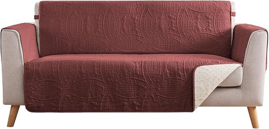 Red Loveseat Covers for 2 Cushion Couch, Water-Repellent Covers for Love Seat Sofa, Machine Washable Quilted Couch Covers, Pet Friendly Sofa Slipcovers (Loveseat 48", Red) by Pamhaven
