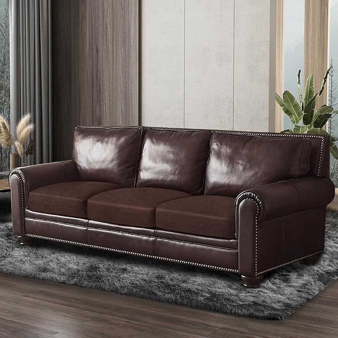 ANARACHON Leather Look Couch Cushion Covers Sofa Seat Slipcovers Sets Couches Furniture Protector for Sectional Armchair Loveseat Pets Kids Stretch Spandex Fabric (3 Cushion Sofa, Chocolate) - Image 9