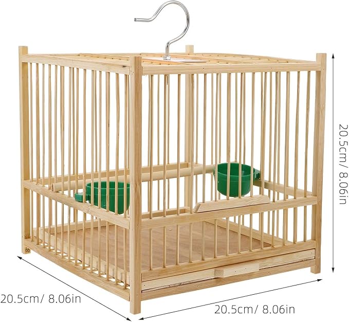 Kisangel Bamboo Bird Cage Small Parrot Cage with Hanging Hook Indoor Outdoor Bird Keeping 9.84X7.87X9.84 Inches for Budgies Lovebirds Cockatiels - Image 2