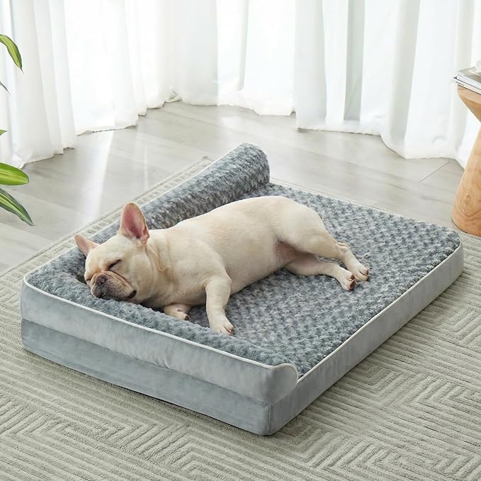 BFPETHOME Washable Orthopedic Dog Bed for Medium Dogs, Waterproof Sofa Bed | 30x20 Inch Deluxe Plush Rose Velvet Washable Cover, Egg Crate Foam Support, Waterproof Lining, Non-Slip Bottom, Senior Dogs by BFPETHOME