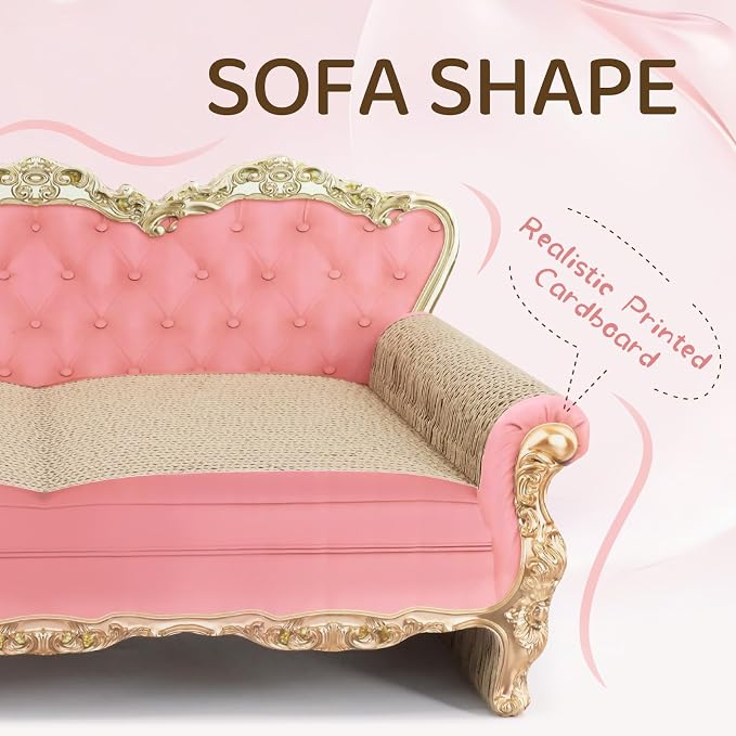 SONGWAY Cardboard Cat Scratcher Bed - Couch Shaped Cat Scratching Board, Cute Lounge Bed Scratching Pad for Indoor Cats Resting Playing - Image 4