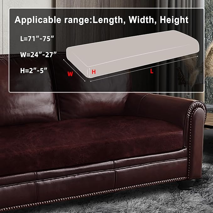 ANARACHON Leather Look Couch Cushion Covers Sofa Seat Slipcovers Sets Couches Furniture Protector for Sectional Armchair Loveseat Pets Kids Stretch Spandex Fabric (1 Cushion Sofa, Burgundy) - Image 3