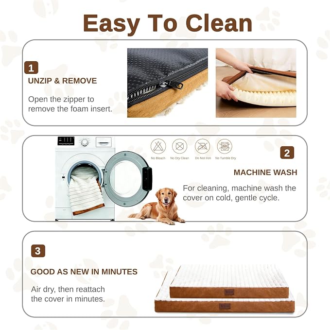 Orthopedic Dog Bed for Small Breeds, Firm Egg Crate Foam, Non-Slip Bottom | Machine Washable Cover, Short Plush Faux Fur Top, Pet Beds for Crate, Floor & Car, Up to 25 lbs, Brown, 23"L x 17"W x 3"H - Image 7