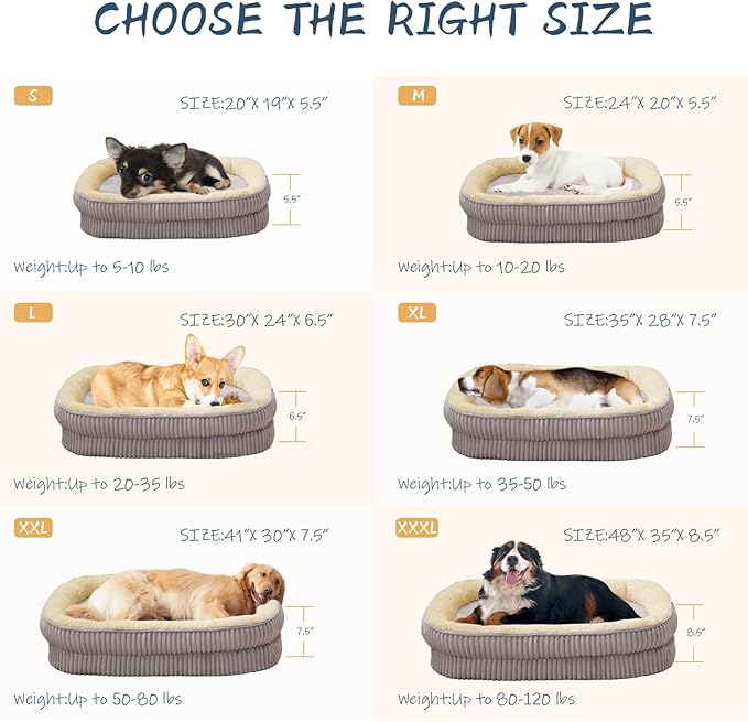 Orthopedic Dog Bed for Small Dogs Breeds, High Density Egg Crate Foam Dog Sofa Beds,Oval Kennel Bed, Pet Couch Bed with Four Sided Bolster, Removable Washable Cover& Non-Slip Bottom - Image 5