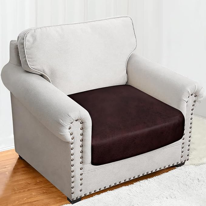molasofa Leather Like Couch Cushion Covers Sofa Slipcovers Sets Couches Furniture Protector Covers for Sectional Armchair Loveseat Stretch Spandex Fabric, Machine Washable (1 Cushion Armchair, Red) - Image 4