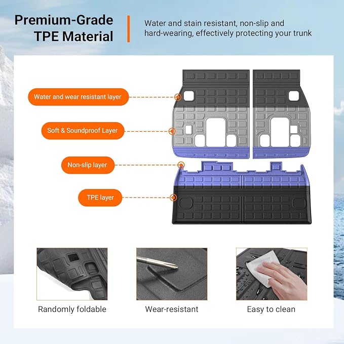 powoq Cargo Mat Compatible with 2022-2026 Kia Carnival Cargo Liner Rear Backrest Mat All Season Protection Replacement for 2022-2024 2025 2026 Kia Carnival Accessories (Trunk Mat+Backrest Mats) - Image 5