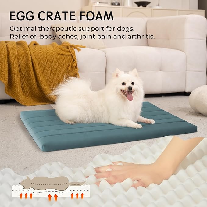 BALANCE Dog Crate Bed, Orthopedic Dog Bed Pad with Waterproof Liner, Washable Crate Foam Pet Mat for Large, Medium, Puppy Dogs Breeds, Powder Blue, 36"x23"x1.6" - Image 2