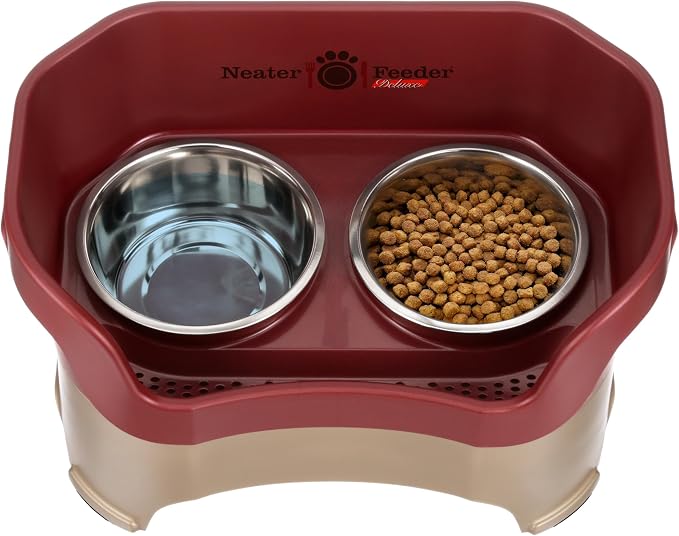 Neater Pet Brands Neater Feeder Deluxe Mess Proof Dog Bowls Elevated for Large Dogs Over 40 lbs, Made in USA, No Spill Raised Dog Food Bowl Stand Feeding Station, Food and Water Bowl Set, Cranberry - Image 8
