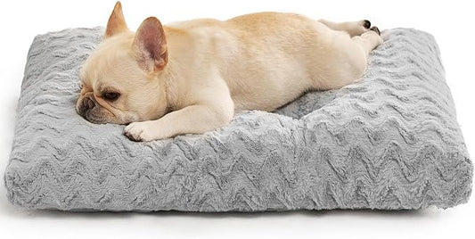EHEYCIGA Washable Medium Dog Bed for Crate 29x21 Inch, Kennel Pad for Dogs Up to 35 lbs, Plush and Comfy Pet Sleeping Mat, Grey by EHEYCIGA
