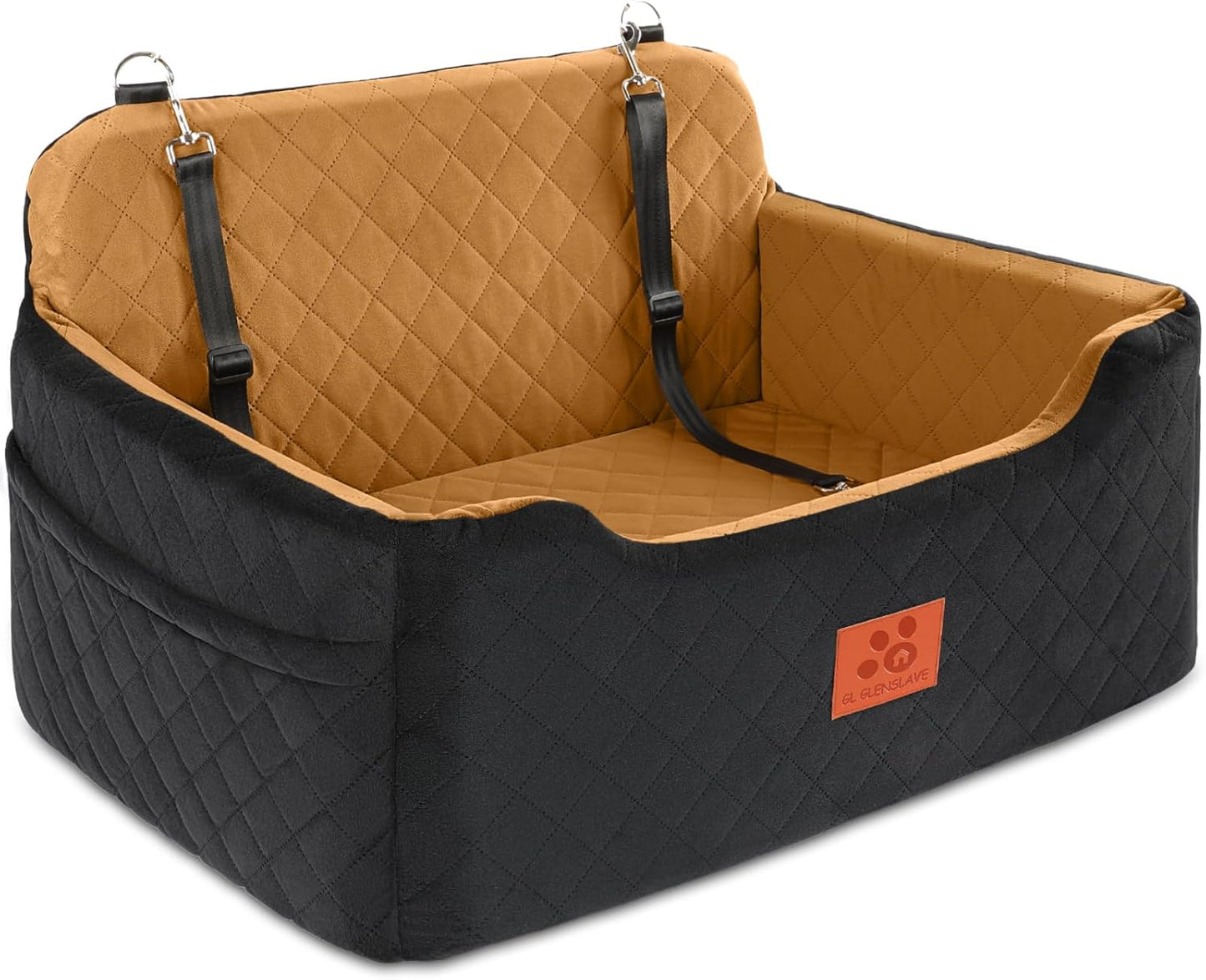 Dog Car Seat for Medium/Large Dogs,Dog Booster Seat for Dog Under 50lbs or 2 Small Dogs, Detachable and Washable Pet Car Seat,Multi-Functional Travel Dog Bed & Dog Sofa(Black/Brown)