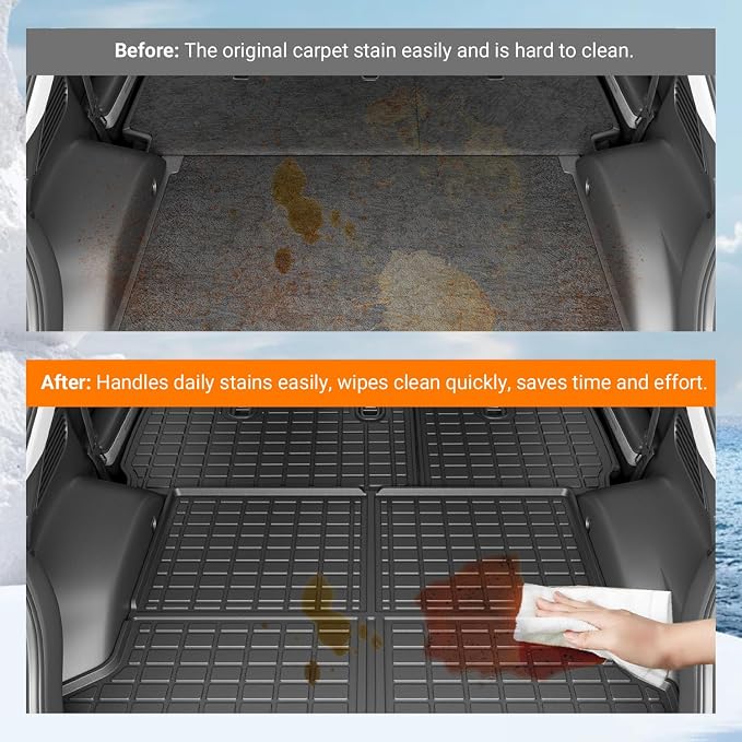 powoq Cargo Mat Compatible with 2022-2024 Ioniq 5 Backrest Mat Trunk Mat TPE Cargo Liner Back Seat Protector Replacement for 2022 2023 2024 Ioniq 5 Accessories (Trunk Mat+Backrest Mats) - Image 3
