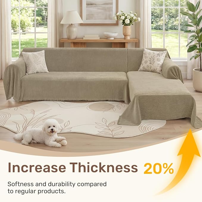2 Pieces Sectional Couch Covers L Shaped Cover XL Quicksand | Thick Washable Fabric for L Shaped Sectional Sofa, Anti-Pet Hair, Stain & Wear Resistant, Easy Care & Installation - Image 3