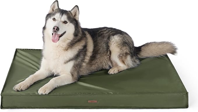 LE SURE Outdoor Waterproof XXL Dog Bed,Orthopedic Pet Mat,48x30In | Crate Pad for Dogs with Oxford Fabric Surface,Removable Washable Cover,Egg Foam Kennel Pads,Non slip Bottom,Green by Lesure