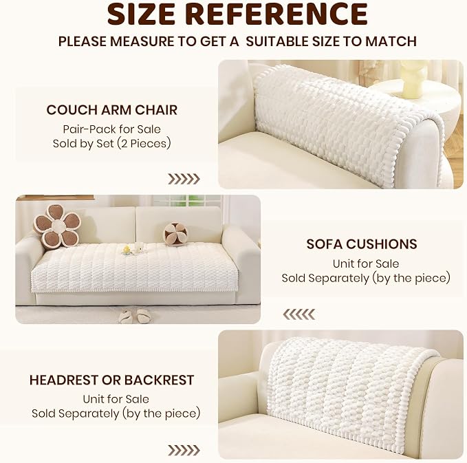 Royhom Couch Cover for Dogs Washable，Non Slip Sofa Protector for Pets | Durable & Easy Care, Soft Furniture Cover for Leather & Fabric Couches Against Claws, Spills & Fur, 35.4x70.9 Inch, White - Image 7