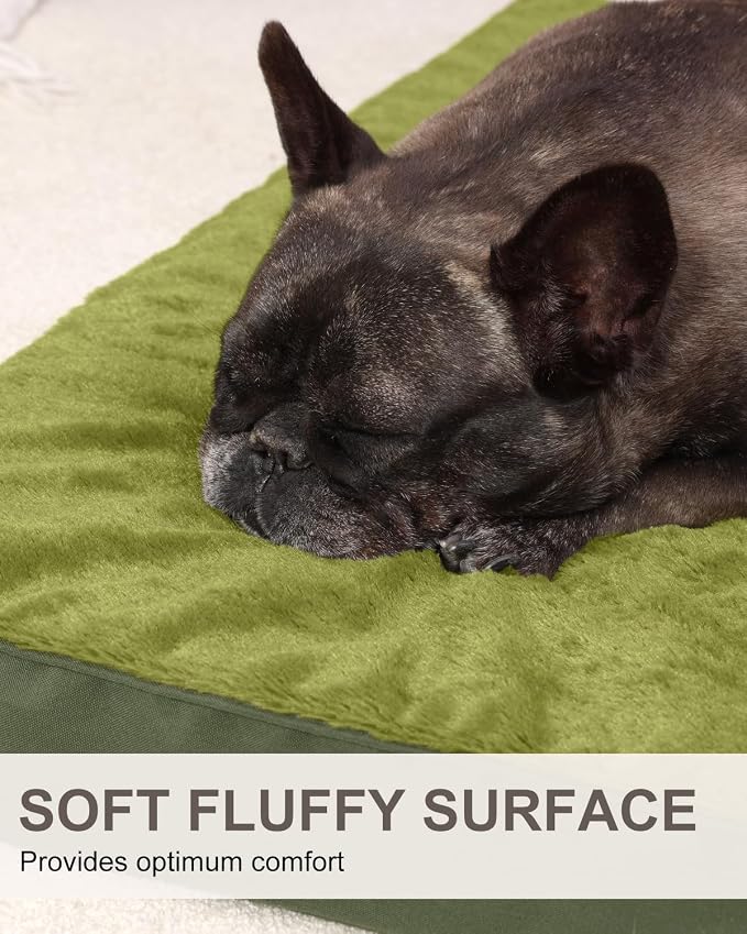 KSIIA Orthopedic Dog Bed for Medium Dogs with Waterproof Lining,Green,29x18 | Deluxe Soft Plush Dog Crate Bed, Washable Pet Mat with Removable Cover & Egg Crate Foam for Medium Dogs Sleeping & Relaxing - Image 3