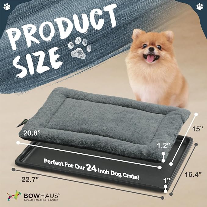 BOWHAUS Machine-Washable Dog Bed Pad & Tray for 24-Inch Kennel, Non-Slip Flat Cozy Sleeping Mat & Easy-Clean Plastic Replacement Crate Pan, Comfortable & Durable for Dogs, Rabbits, Cats, Various Pets - Image 2