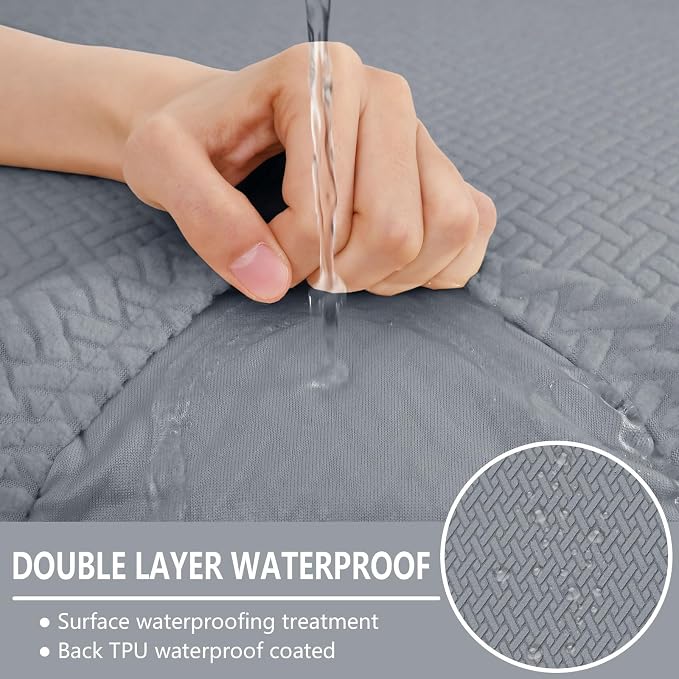 hyha Waterproof Couch Cushion Covers, Anti Slip Sofa Slipcovers for Pets | Waterproof Protection, Thick Jacquard Fabric, Wear Resistant, Anti Slip, Pet Protection (1 Piece for Backrest M) - Image 2