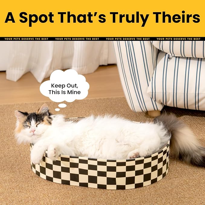 Conlun Oval Cat Scratcher Bed | Scratching Bowl Lounge for Cats | Large | Corrugated Cardboard Pad | Concave Shape | No Mess Enclosed Base | Serves as Couch Furniture Protector - Image 7