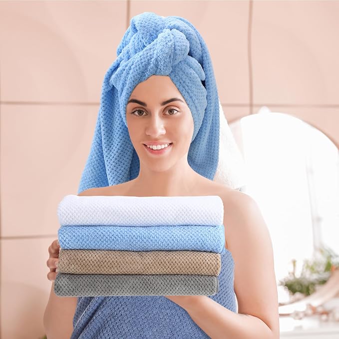 SmoothNovelty 16 Pack Microfiber Bath Towels Bulk 27'' x 60'' Oversized Size Bath Towel Highly Absorbent Extra Large Soft Drying for Beach Shower Summer Salon Sport Gym Party (Lattice,Pastel) - Image 5