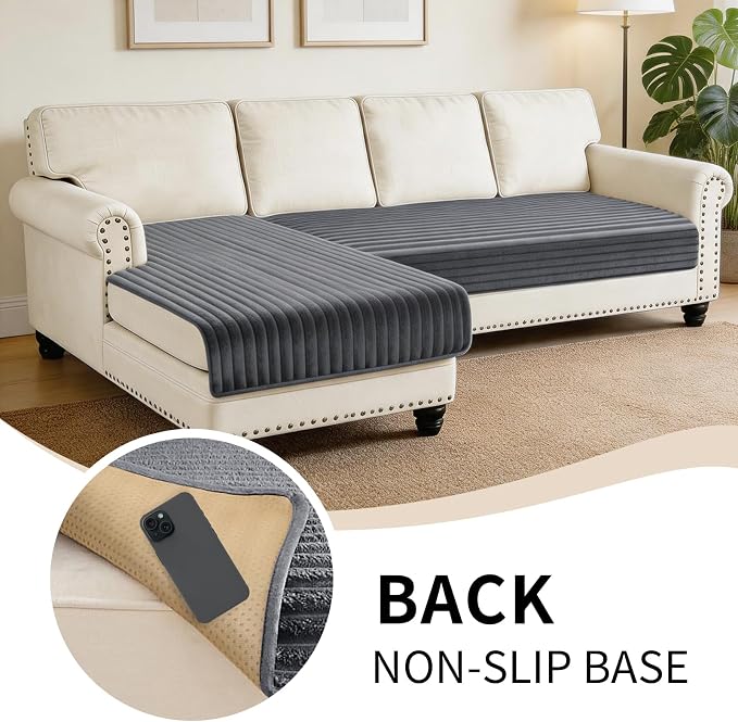 100% Waterproof Couch Covers for Sectional Sofa, Washable Couch Cover, L Shaped Couch Cover for Dogs, Non Slip 2 Pieces Sofa Cover Pet Friendly, 35"x63"+35"x70.9"-Dark Grey - Image 5