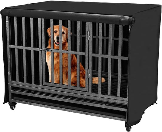 48 inch Heavy Duty Dog Crate Cover Durable 600D Oxford Fabric | Dog Kennel Cover Soundproof Waterproof Sunshade Fit For Wire Dog Cage Covers With Breathable Side Window( Only Covers) by Flashine