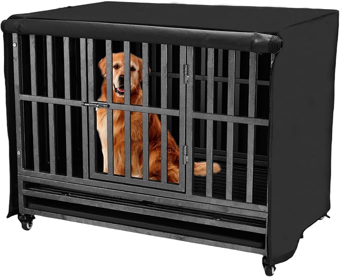 42 inch Heavy Duty Dog Crate Cover Durable 600D Oxford Fabric | Dog Kennel Cover Soundproof Waterproof Sunshade Fit For Wire Dog Cage Covers With Breathable Side Window( Only Covers) by Flashine