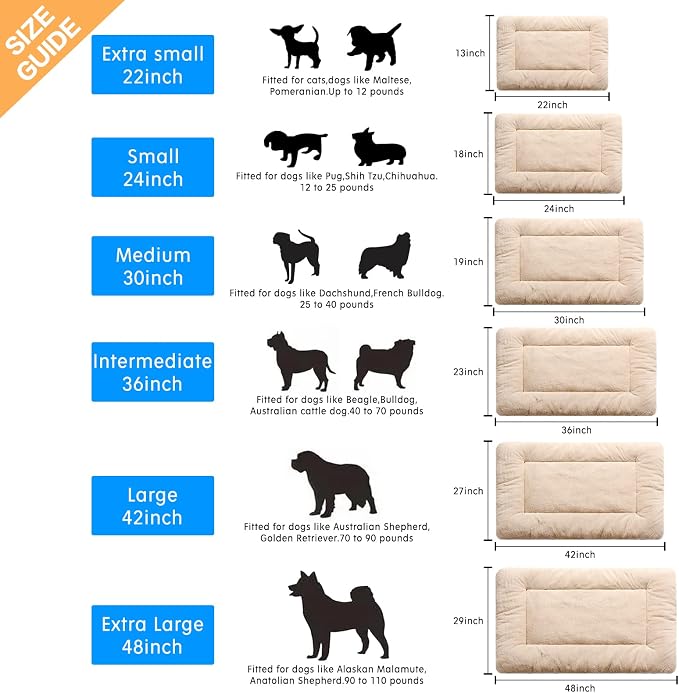 Dog Crate Pad Washable Dog Bed for Crate Small Cozy Mat 22-Inch Cream | Ultra Soft Kennel Pad,Anti-Slip Bottom,Fits for Most Metal Crates,Comfortable Sleeping Pet Mat - Image 2