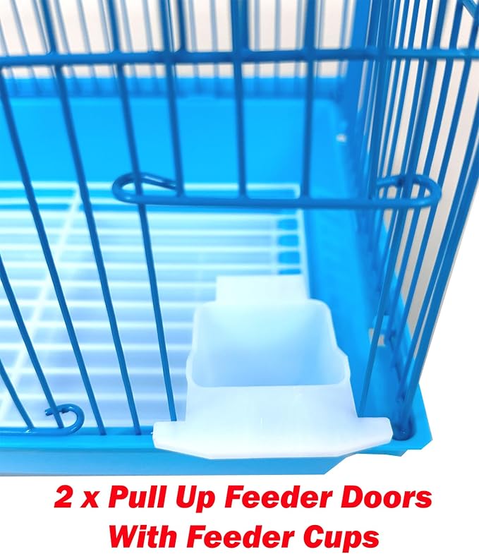 Lot of Ten Aviary Breeding Breeder Bird Cages for Lovebird Finch Parakeet - Mixed Colors (3 Blue Dome Top, 3 Green Roof Top, 4 Yellow Flat Top) - 11.5" W x 9" D x 15.5" H with 3/8" Bar Spacing - Image 4