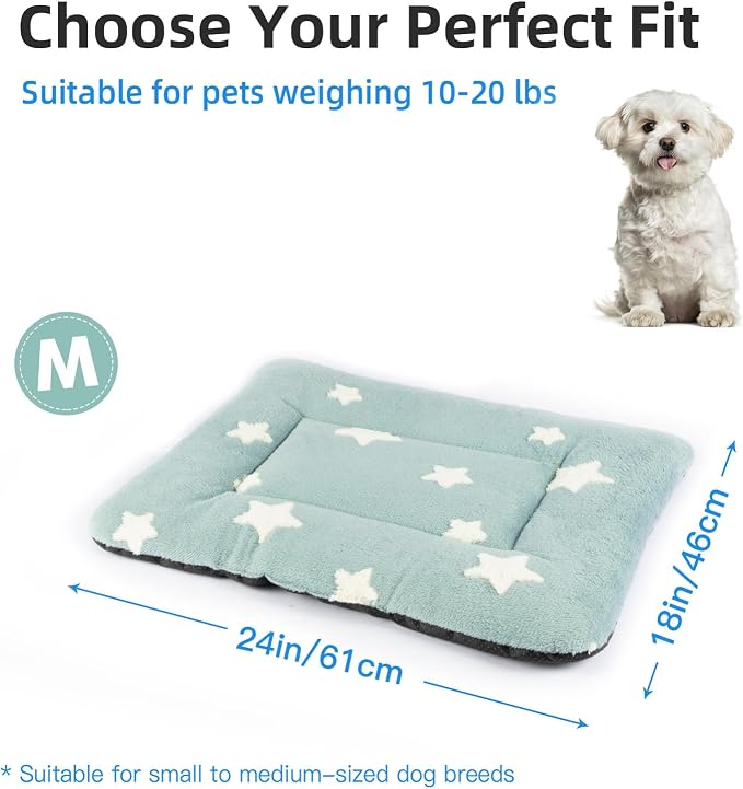 Mora Pets Dog Crate Pad Kennel Bed Crate Mat for Small Dogs Washable Cute Star Pet Bed for Dog Cage Ultra Soft Flat Puppy Cat Kitten Pillow Cushion for Sleeping Anti-Slip Blue 24 x 18 - Image 6