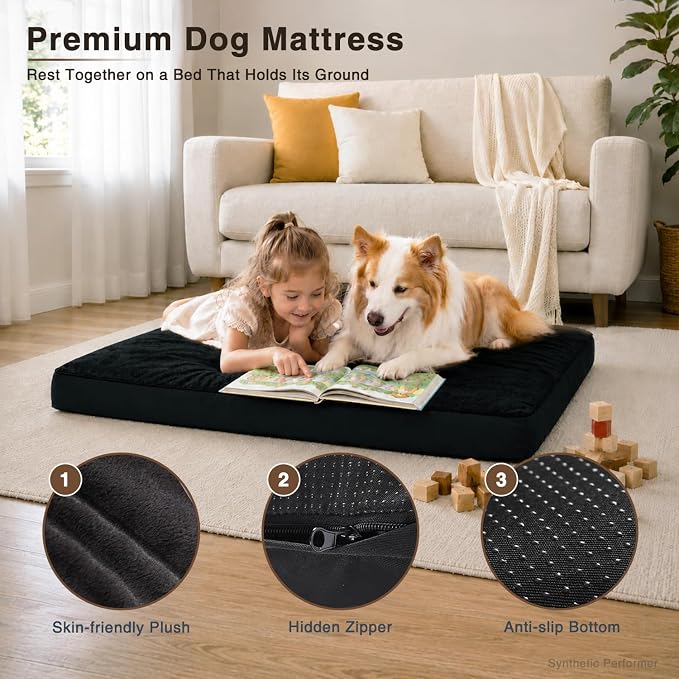 NUPIDA Waterproof XL Dog Bed for Crate with Washable Cover, 41x27, Black | TPU Waterproof Layer, Easy Clean Cover, Soft Plush Surface, Durable Oxford Fabric, Non-Slip Bottom, For Large Breeds ≤80lbs - Image 2