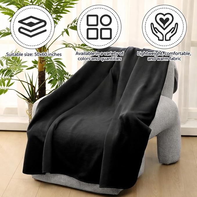 Newwiee 24 Pcs Bulk Fleece Throw Blankets 50'' x 60'' Oeko-tex Standard 100 Certified for Outdoor Wedding Guest Blankets Donation Homeless Sleepover Lap Pet Sofa, All Seasons Use (Black) - Image 6