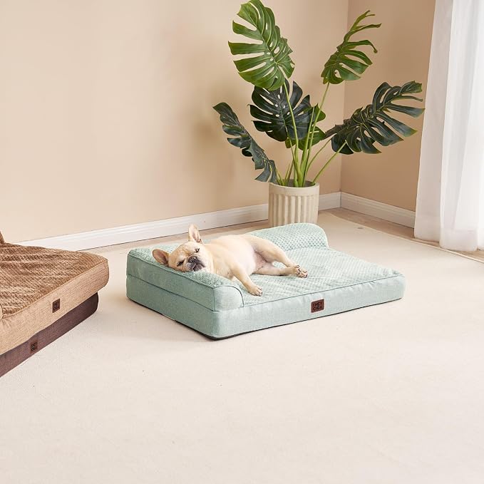 EHEYCIGA Orthopedic Dog Bed Medium Size Dogs, Memory Foam Dog Bed with Washable Removable Cover, Waterproof Pet Sofa Couch for Crate with Nonskid Bottom, 30x20x6, Greyish Green - Image 8