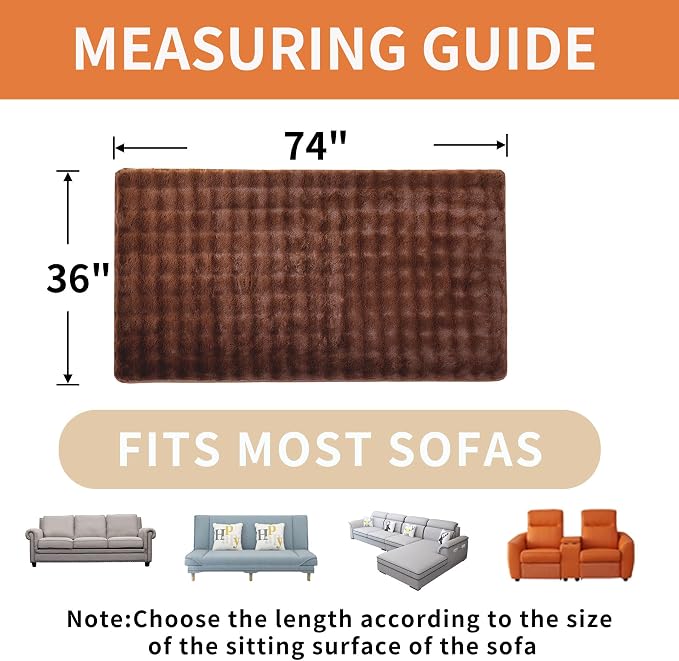 Waterproof Dog Bed Cover Non Slip Couch Covers for Dogs Washable Soft Faux Fur Sofa Cover Couch Covers for 3 Cushion Couch Sofa Pet Friendly (Brown) - Image 4