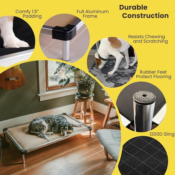 K9 Ballistics Chew Proof Armored Padded Dog Crate Bed, Virtually Indestructible, Legs Included (Blue Quartz, Large (41" L x 27" W x 5" H)) - Image 3