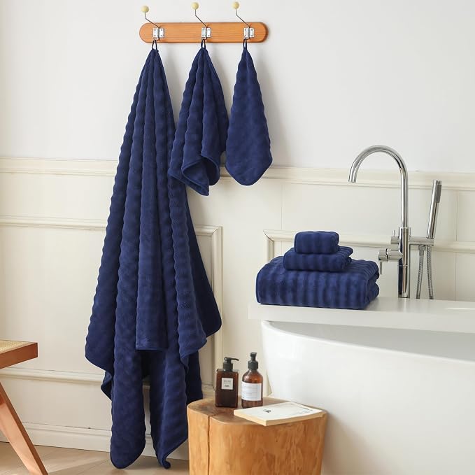 Bath Sheet 40x80 Inches Microfiber Extra Large BathTowel Super Soft Absorbent Quickly Dry Shower Towel for Bathroom (Navy Blue,PK 1) - Image 3