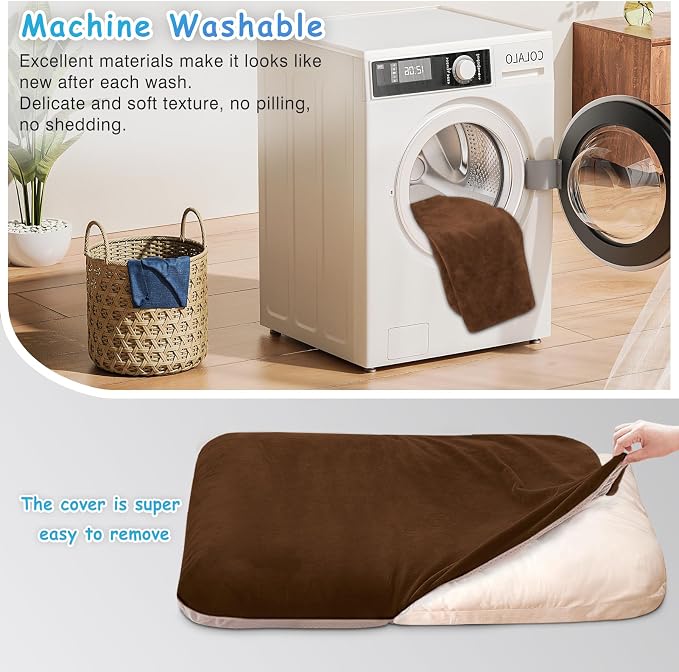 Magic Dog Super Soft Large Dog Bed Pad Mat Orthopedic Pet Beds 30 Inch Washable Anti Slip Dog Sleeping Mattress with Removable Cover, Dark Brown M - Image 3