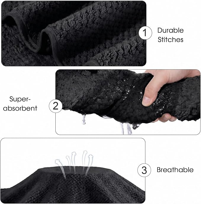 Newwiee 4 Pcs Oversized Bath Towel 40'' x 80'' Bath Sheet,Black | Fluffy Microfiber Quick Dry, Extra Large Bathroom Towel, Soft Absorbent Adult Shower Sheet, Fall Halloween Decor, Spa Beach - Image 4
