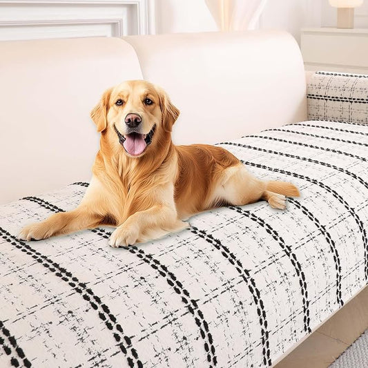 Waterproof Couch Cover for Dogs Washable,Chenille Pet Couch Covers for Sofa,Non-Slip Couch Covers for 3 Cushion Couch Sofa Pet Friendly (White, 36 * 95（1pc）) by Unknown