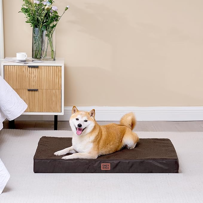 EHEYCIGA Orthopedic Dog Bed Large with Removable Washable Cover, 35IN Brown | Egg Crate Foam Support, Durable Oxford fabric, Non-Slip Bottom, Machine Washable, Soft Waterproof Plush Pet Bed Mat For Crate - Image 7
