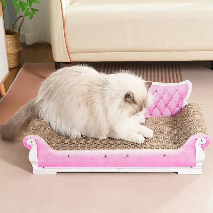 Cat Sofa Shape Scratch Pad for Large Medium Small Indoor Cats,Larger-Sized Recyclable Reversible Cardboard Cat Couch for Resting Claw Grinding and Playing - Image 5