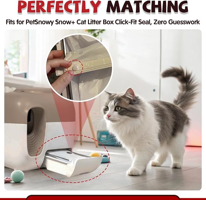 120 Pcs Self-Sealing Drawer Cat Litter Bags for Pet Snowy + Cat Litter Box | Pre-Punched Holes Anti-Shifting, Thickened & Wear-Resistant, Leakproof Secure Liner, Lock Litter Odor, Quick Install - Image 4