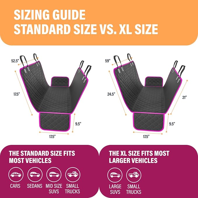 Active Pets Pink Standard Dog Car Hammock Back Seat Cover, Waterproof Backseat Cover Protector for Truck Bench Rear of Sedans or SUVs, Essential Pet Supplies Vacuum or Wipe Clean, Machine Washable - Image 5