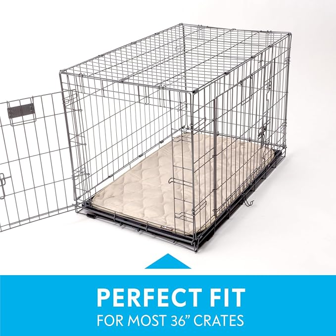 Paw Inspired Washable Padded Crate Mats for Dogs, Beige, 35x22 Inch | Fits 36-inch Kennels, Leakproof, Waterproof Bottom, Plush Dog Pad, Pet Bed - Image 3