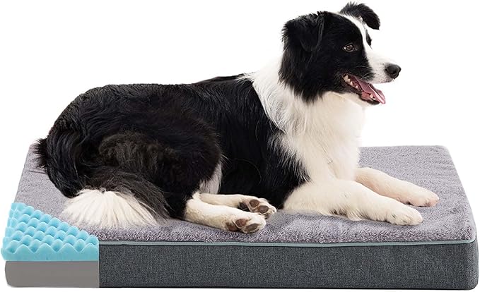 Orthopedic Memory Foam Dog Bed, Dog Crate Bed for Medium Dogs -Waterproof Pet Bed with Removable Washable Cover, Purple Rabbit Plush Surface, M(29inch,45Lbs) by ABETTERLIFEWITHPET