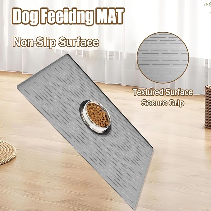48"x32"(120cmx80cm) Largest Dog Food Mat, XXXL Waterproof Pet Feeding Mat for Floors, Silicone Dog Bowl Mat Tray for Food and Water, Dark Blue - Image 5