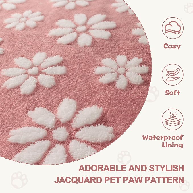 Cute Waterproof Blanket for Dog Cat or Adult, 60"x80", Pink | 3D Textured Flower Pet Blanket for Bed Couch Sofa, Soft Liquid Pee Proof Pet Furniture Protector - Image 5